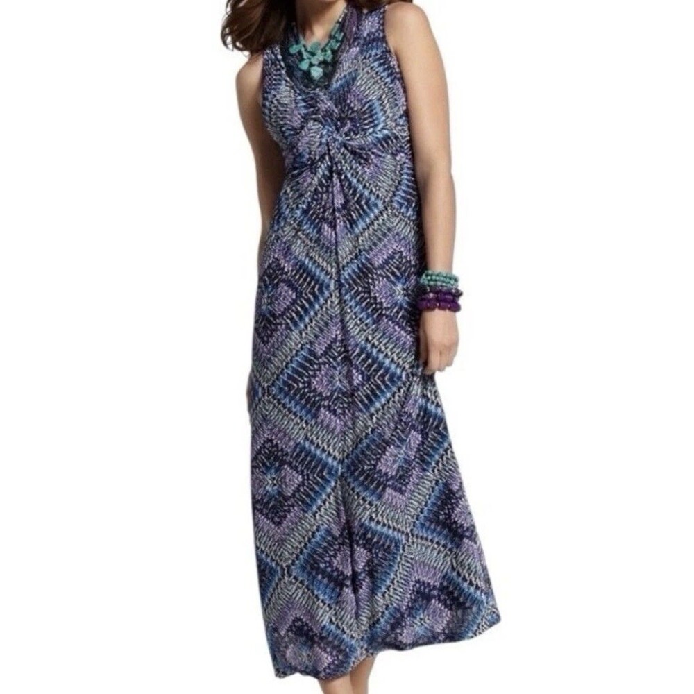 Chico's Maida Textured Sleeveless Maxi Dress Size Large 12 Resortwear Travel